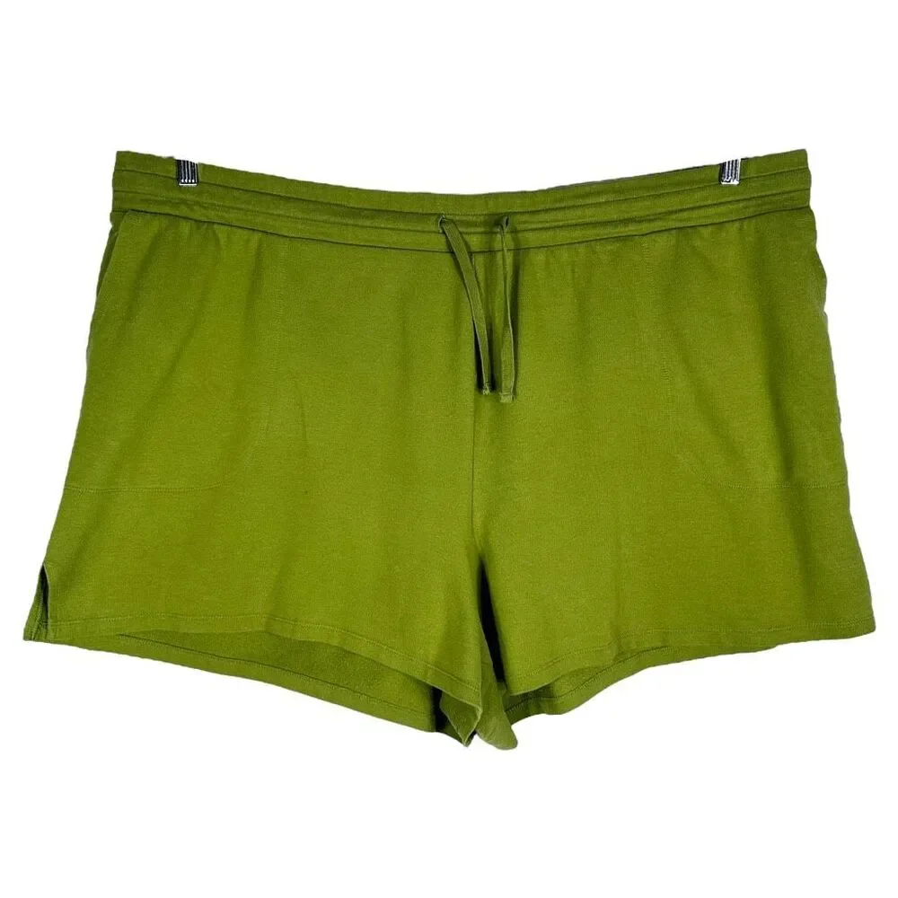 Ava Viv Plus Size 3X Shorts Army‎ Green Pockets Solid Elastic Waist Pull On